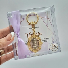 Llavero Virgen Ovalado Marco Grecas | Pedido mínimo 12 pz