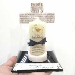 Cruz Padre Nuestro c/portavela y cirio personalizado | Pedido mínimo 12 pz - tienda en línea