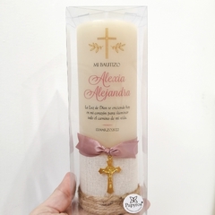 Cirios Medianos personalizados impresión al frente, 6x18 cm / Pedido mínimo 12 pz