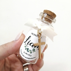 Botella chica agua bendita con etiqueta | Pedido mínimo 12 pz