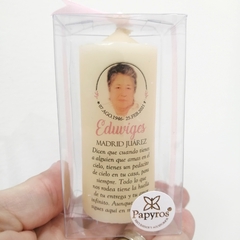 Cirios Mini personalizados impresión COMPLETA al frente, 4x8 cm / Pedido mínimo 12 pz