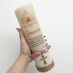 Cirios Grandes personalizados impresión al frente, 8x26 cm / Pedido mínimo 12 pz