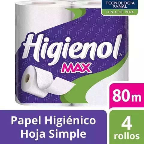 Papel Higienico Higienol Hoja Simple Max Aloe Panal 4x80m (12487950)