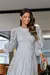 VESTIDO COM DETALHES EM RENDA TRABALHADA MANGAS BUFANTES CINZA - comprar online