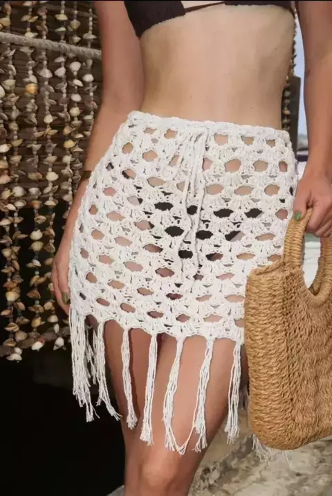 Saia Tricot - Franjas - comprar online