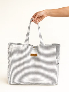 BOLSO PLAYA RAYADO AZUL