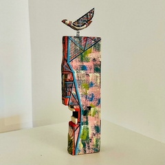 Totem com Pássaro | Mesa | Parede - Expedição Galeria - Arte Popular Brasileira