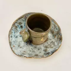 Conjunto: Xícara + Pires - Cerâmica Vitrificada