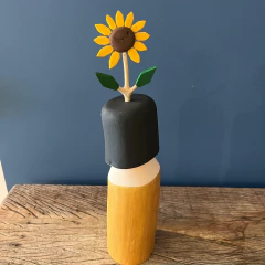 Cabeça com Girassol - Expedição Galeria - Arte Popular Brasileira