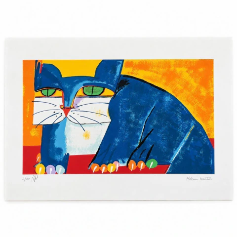 Gravura Gato Azul - Aldemir Martins - 50X70