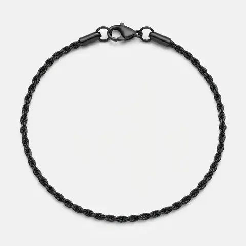 Pulsera tejido torzal 18cm - 4mm acero negro