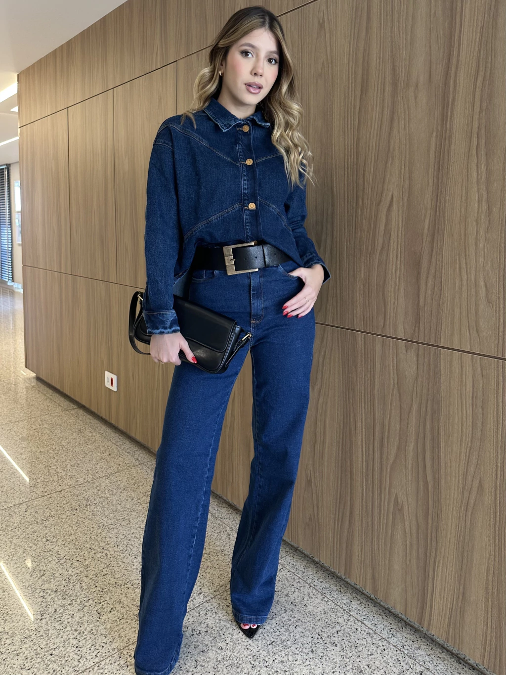 Calça RETA Lavagem jeans escuro
