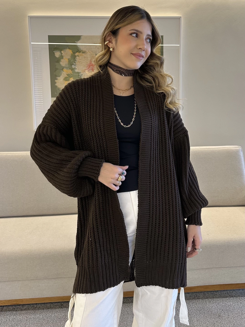 Máxi cardigan cafe