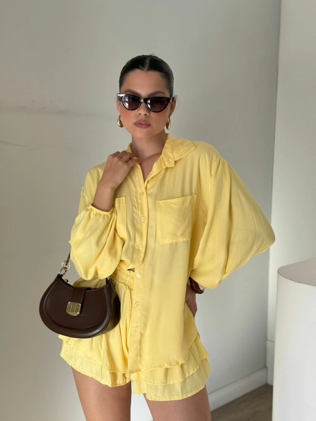 Conjunto Camisa & Shorts em Viscose