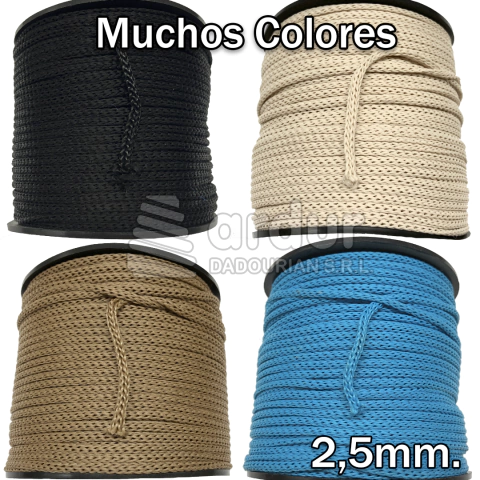 Cordon Polipropileno "Cola de Raton" 2,5mm x 100 metros. Varios Colores!