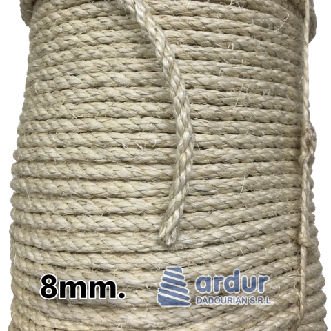 Soga Sisal retorcida de 8mm en rollos de 100 metros.