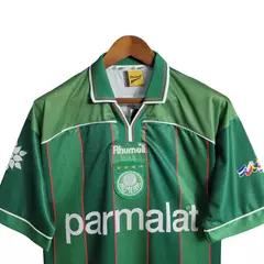 Camisa Retrô Palmeiras I 1999 - Torcedor Rhumell Masculina - Verde com listras em branco - Esporte Chique - A sua loja de Importações de Artigos esportivos