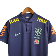 Camisa Brasil Polo 22/23 Torcedor Nike - Azul Royal com todos os patrocinios - Esporte Chique - A sua loja de Importações de Artigos esportivos