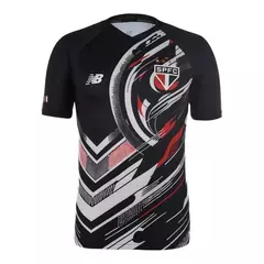 Camisa São Paulo Pré-jogo 25/26 - Torcedor Masculina - Preta com detalhes em branco e vermelho