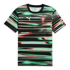Camisa Seleção Portugal Pré-jogo 25/26 - Torcedor Masculina - Preta com detalhes em verde e vermelho