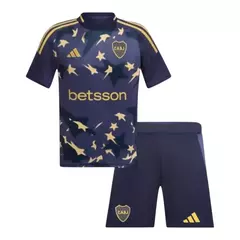 Kit Infantil Boca Juniors III 25/26 - Adidas - Azul com detalhes em amarelo