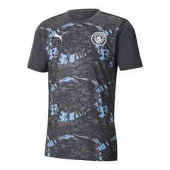 Camisa Manchester City Pré-jogo 25/26 - Torcedor Masculina- Cinza com detalhes em azul
