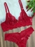 Conjunto com Aro e Sem Bojo Rendado Vermelho