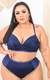 Biquini Com Bojo e Fio Duplo Hot Pant Azul Marinho - comprar online