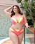 Biquini Bicolor Amarelo e Rosa Neon com Bojo