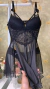 200559 - Camisola com Bojo, Renda e Tule com Fenda Frontal - loja online