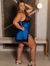 300681 - Camisola Elegance Cetim e Renda - Cor: Azul - comprar online