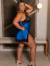 300681 - Camisola Elegance Cetim e Renda - Cor: Azul - comprar online