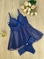 9422 - Camisola Sensual Bojo e Calcinha Fio Duplo Azul - Tulipa Rosé Lingeries