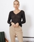 Kit 3 Blusa decote em V com detalhes em trança ( cores sortidas)
