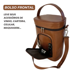 Bolsa para vinhos e taças Duo Bag caramelo com creme térmica - Thermisch Bag Store