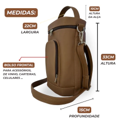Bolsa para vinhos e taças Duo Bag chocolate com creme térmica - comprar online