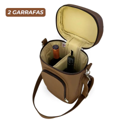 Bolsa para vinhos e taças Duo Bag chocolate com creme térmica - loja online