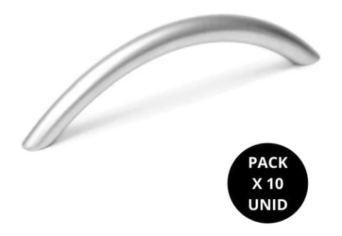 Manija Oval Curva 96mm Muebles De Cocina Cromo Mate X 10 Unidades