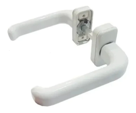 Picaporte Manija Doble Balancín Aluminio H50 Super Tata Blanca