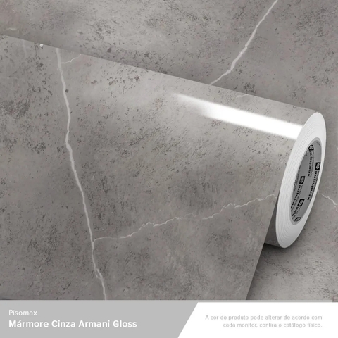 Adesivo para Piso Mármore Cinza Armani Gloss - 1,22m largura