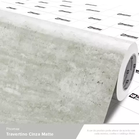 Adesivo para Piso Mármore Travertino Cinza Matte - 1,22m largura