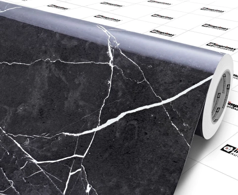 Adesivo Decorativo Mármore Nero Marquina Gloss - 1,22m largura
