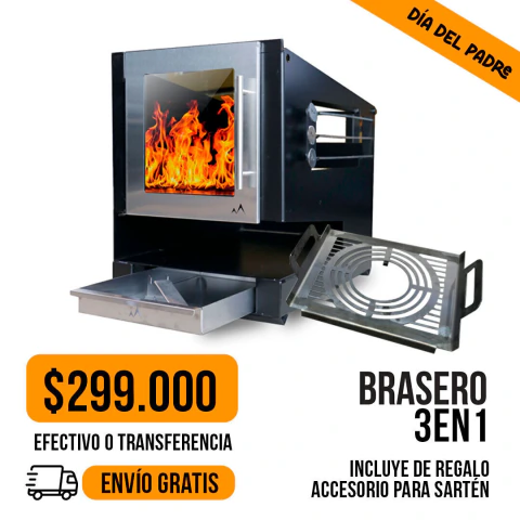 Brasero 3 en 1, incluye de regalo accesorio para sartén