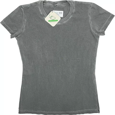 T-Shirt Femenina Estonada Cinza 100%Algodao Eco Premium Sustentável