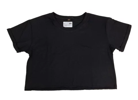 CROPPED FEM. Preta 100%Algodao Premium Sustentável Menegotti