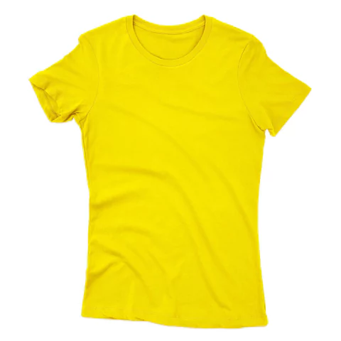 T-shirt Feminina Amarela Basic 100% Algodão