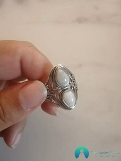 Anel de Prata 925 com Duas Pedras em Formato de Gota Variadas - comprar online