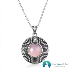 Medalhão de Prata e Pedras Naturais Prata 925, - Amanhecer de Luz - Seu Universo de Luz Loja Online de Artigos Religiosos