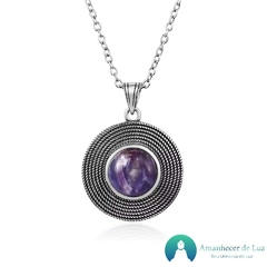 Medalhão de Prata e Pedras Naturais Prata 925,