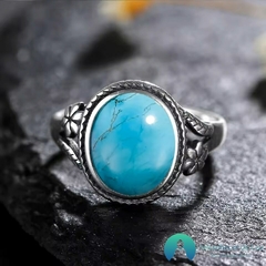 Anel de Prata com Detalhes Florais e Estilo Indiano 925